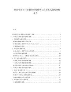 2025中國云計算服務市場現狀與商業模式研究分析報告