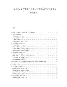 2025-2030汽車工業(yè)智能化與新能源汽車市場競爭策略報告
