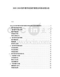 2025-2030軟件著作權保護流程及糾紛處理辦法