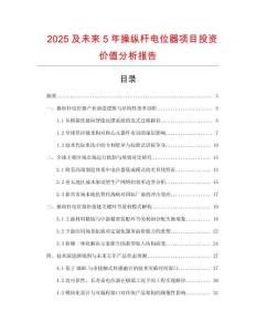 2025及未來5年操縱桿電位器項目投資價值分析報告