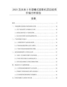 2025及未來5年浸槽式顯影機項目投資價值分析報告