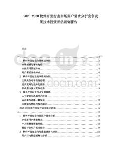 2025-2030軟件開發行業市場用戶需求分析競爭發展技術投資評估規劃報告