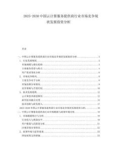 2025-2030中國云計算服務提供商行業市場競爭現狀發展投資分析