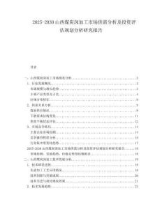 2025-2030山西煤炭深加工市場供需分析及投資評估規劃分析研究報告