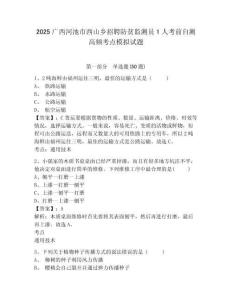 2025廣西河池市西山鄉(xiāng)招聘防貧監(jiān)測員1人考前自測高頻考點(diǎn)模擬試題帶答案詳解