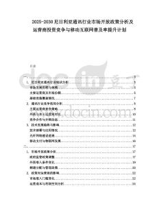 2025-2030尼日利亞通訊行業市場開放政策分析及運營商投資競爭與移動互聯網普及率提升計劃