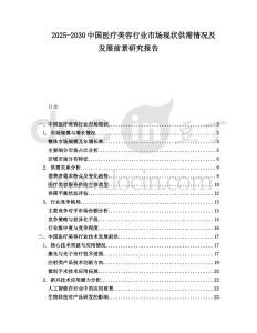 2025-2030中國醫療美容行業市場現狀供需情況及發展前景研究報告