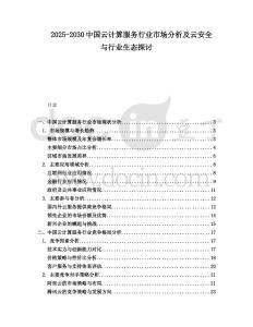 2025-2030中國云計算服務行業市場分析及云安全與行業生態探討