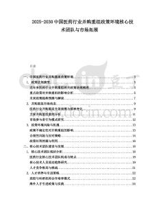 2025-2030中國醫(yī)藥行業(yè)并購重組政策環(huán)境核心技術(shù)團(tuán)隊(duì)與市場(chǎng)拓展