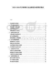 2025-2030汽車銷售行業品牌競爭消費者需求