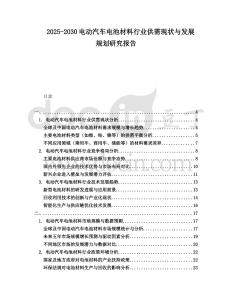 2025-2030電動(dòng)汽車電池材料行業(yè)供需現(xiàn)狀與發(fā)展規(guī)劃研究報(bào)告