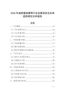 2026年減肥瘦身腰帶行業發展現狀及未來趨勢研究分析報告