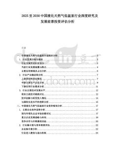 2025至2030中國液化天然氣低溫泵行業(yè)深度研究及發(fā)展前景投資評估分析