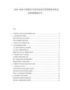 2025-2030中國軟件開發外包項目管理績效評價及風險規避建議書