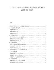 2025-2030中國汽車維修保養產業市場競爭現狀與發展態勢分析報告