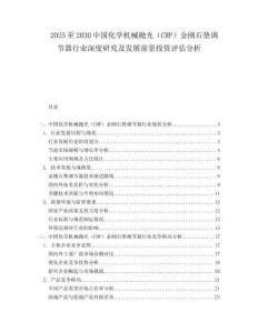 2025至2030中國化學機械拋光（CMP）金剛石墊調節器行業深度研究及發展前景投資評估分析