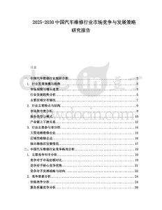 2025-2030中國汽車維修行業市場競爭與發展策略研究報告