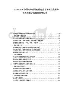 2025-2030中國汽車改裝配件行業市場現狀供需分析及投資評估規劃研究報告