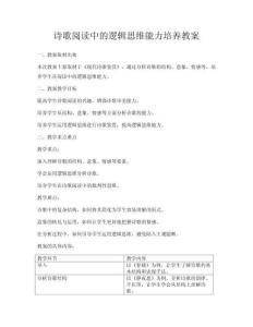 詩歌閱讀中的邏輯思維能力培養教案