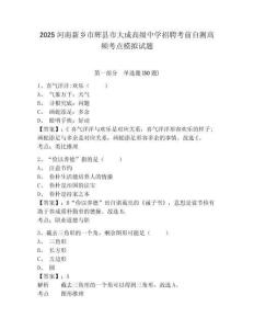 2025河南新鄉(xiāng)市輝縣市大成高級中學(xué)招聘考前自測高頻考點模擬試題及答案詳解（名師系列）