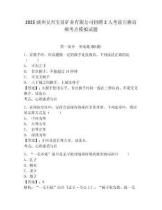 2025湖州吳興寶易礦業(yè)有限公司招聘2人考前自測高頻考點模擬試題及答案詳解（有一套）