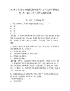 2025甘肅隴南市成縣消防救援大隊招聘政府專職消防員12人考前自測高頻考點模擬試題及答案詳解（奪冠系