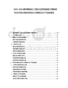2025-2030盛偉精細(xì)化工園區(qū)運(yùn)營(yíng)效能提升策略研究及環(huán)保合規(guī)體系優(yōu)化與智能化生產(chǎn)改造規(guī)劃