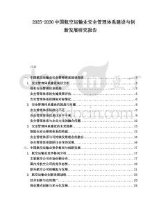 2025-2030中國航空運(yùn)輸業(yè)安全管理體系建設(shè)與創(chuàng)新發(fā)展研究報(bào)告