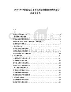 2025-2030保險(xiǎn)行業(yè)市場(chǎng)供需態(tài)勢(shì)投資評(píng)估規(guī)劃分析研究報(bào)告