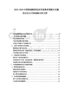 2025-2030中國高端數控機床市場需求預測與關鍵技術自主可控戰略分析文檔