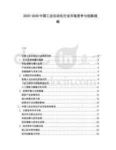 2025-2030中國工業自動化行業市場競爭與創新戰略