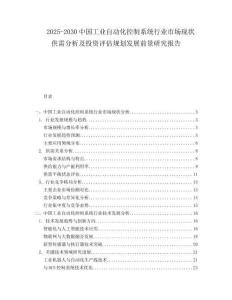 2025-2030中國工業自動化控制系統行業市場現狀供需分析及投資評估規劃發展前景研究報告