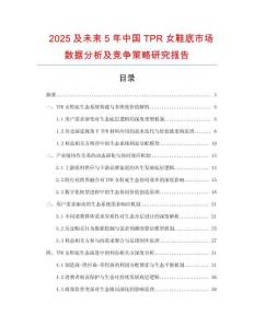 2025及未來5年中國TPR女鞋底市場數據分析及競爭策略研究報告