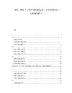 2025-2030半導體行業市場發展分析及前景布局與投資規劃報告