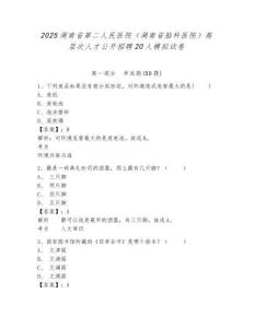 2025湖南省第二人民醫院（湖南省腦科醫院）高層次人才公開招聘20人模擬試卷及答案詳解（新）