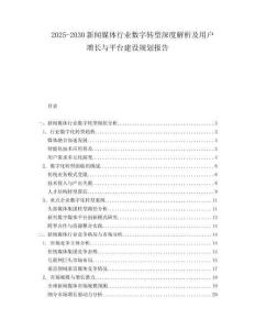 2025-2030新聞媒體行業數字轉型深度解析及用戶增長與平臺建設規劃報告