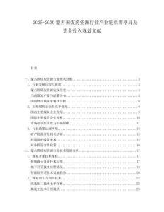 2025-2030蒙古國煤炭資源行業(yè)產(chǎn)業(yè)鏈供需格局及資金投入規(guī)劃文獻(xiàn)