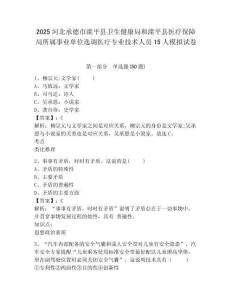 2025河北承德市灤平縣衛生健康局和灤平縣醫療保障局所屬事業單位選調醫療專業技術人員15人模擬試卷附