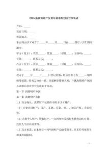 2025版離婚財產(chǎn)分割與離婚后創(chuàng)業(yè)合作協(xié)議