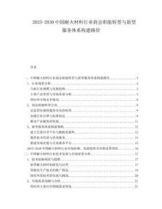 2025-2030中國耐火材料行業(yè)商會(huì)職能轉(zhuǎn)型與新型服務(wù)體系構(gòu)建路徑