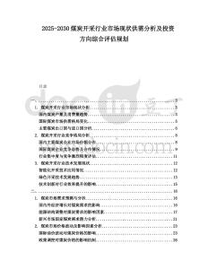 2025-2030煤炭開采行業(yè)市場現(xiàn)狀供需分析及投資方向綜合評估規(guī)劃