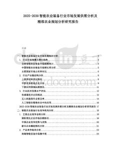 2025-2030智能農(nóng)業(yè)裝備行業(yè)市場(chǎng)發(fā)展供需分析及精準(zhǔn)農(nóng)業(yè)規(guī)劃分析研究報(bào)告
