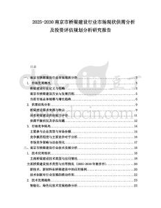 2025-2030南京市橋梁建設(shè)行業(yè)市場現(xiàn)狀供需分析及投資評估規(guī)劃分析研究報告