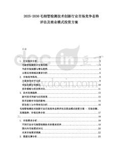 2025-2030毛細管檢測技術創新行業市場競爭態勢評估及商業模式投資方案