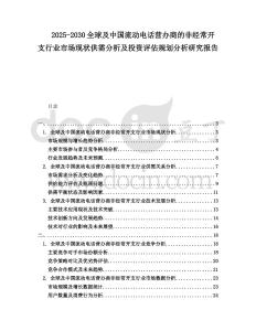 2025-2030全球及中國流動電話營辦商的非經常開支行業市場現狀供需分析及投資評估規劃分析研究報告