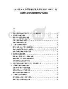 2025至2030中國智能手機電源管理IC（PMIC）行業調研及市場前景預測評估報告