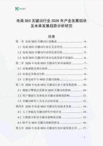 電商SEO關(guān)鍵詞行業(yè)2026年產(chǎn)業(yè)發(fā)展現(xiàn)狀及未來發(fā)展趨勢分析研究