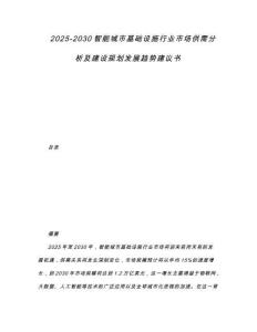 2025-2030智能城市基礎(chǔ)設(shè)施行業(yè)市場供需分析及建設(shè)規(guī)劃發(fā)展趨勢建議書