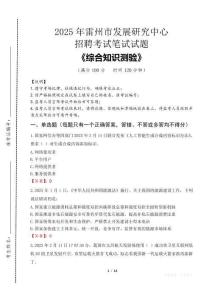 2025年雷州市發(fā)展研究中心招聘考試真題及答案