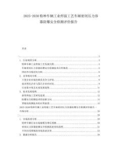 2025-2030特種車輛工業(yè)焊接工藝車廂密閉壓力容器防爆安全檢測評價報告